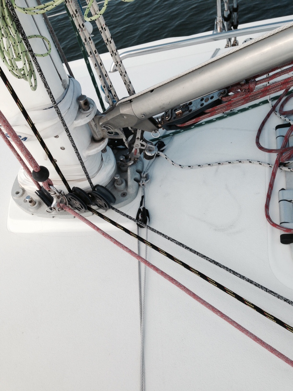 Orbit blocks spliced to mast collar